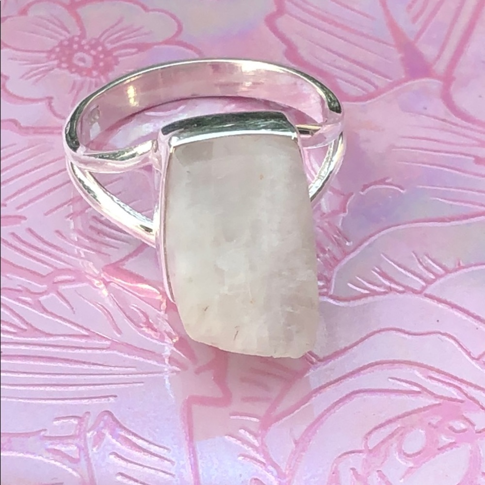 BOUTIQUE NATURAL MOONSTONE ROUGH 925 SILVER RING 8